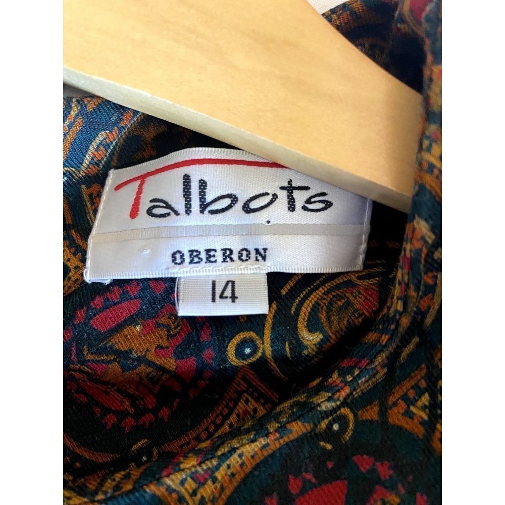 Vintage Talbots 90s Wool Made In‎ USA Floral Midi Dress Size 14 Prairie Peasant - Picture 7 of 8